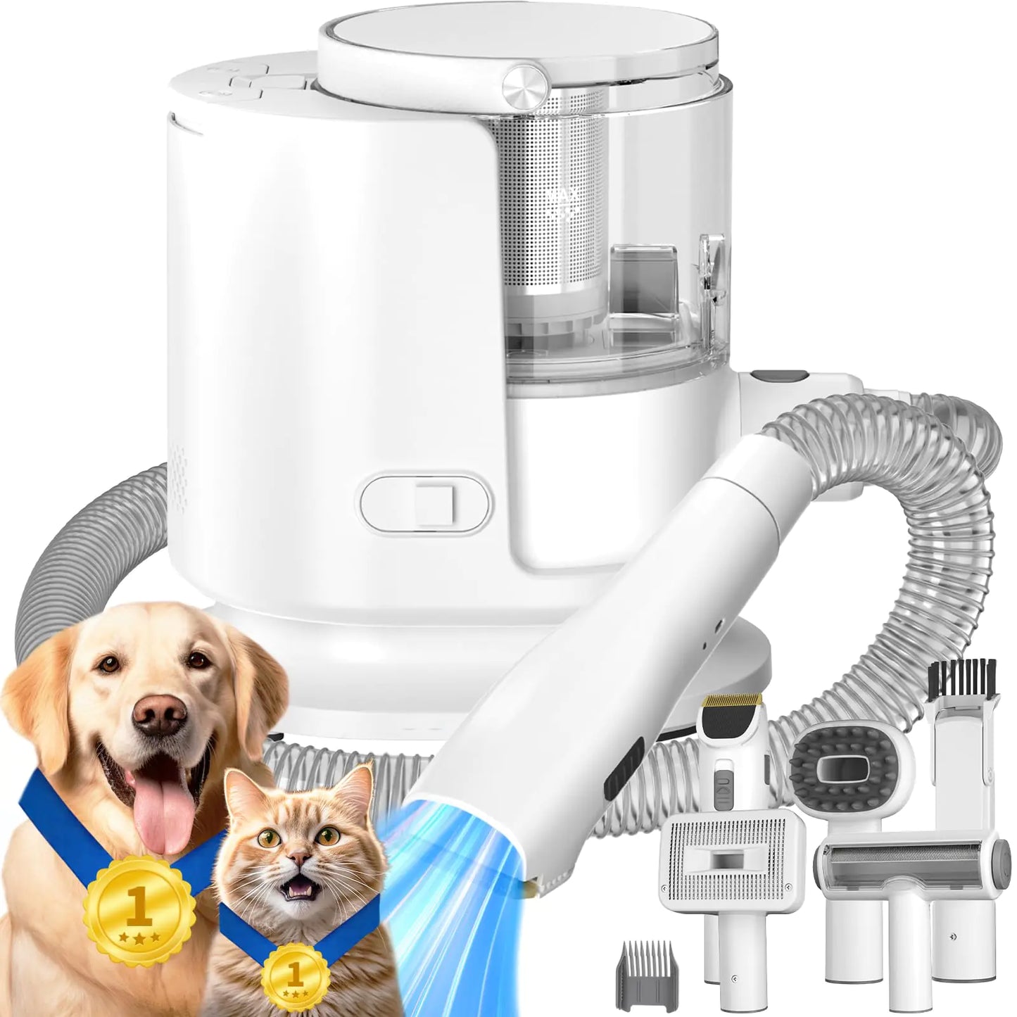 Dog Grooming Vacuum Dog Grooming Kit Pet Grooming Vacuum 12000P Dog Vacuum for Shedding Grooming 1.5L Dust Cup Dog Brush Vacuum(White)