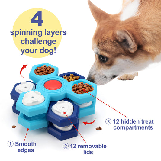 Gamelle anti-glouton à 4 niveaux pour chien - Jeu d'alimentation lente antidérapant et interactif - Produits pour animaux de compagnie
