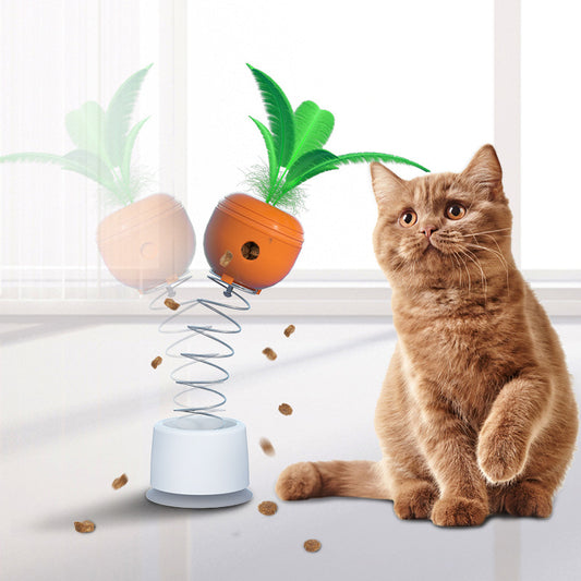 Jouet pour chat qui fuit la nourriture, jouet culbuto automatique, distributeur de croquettes à bascule amusant, puzzle pour chatons en forme de carotte, jeu interactif d'exercice pour animaux de compagnie