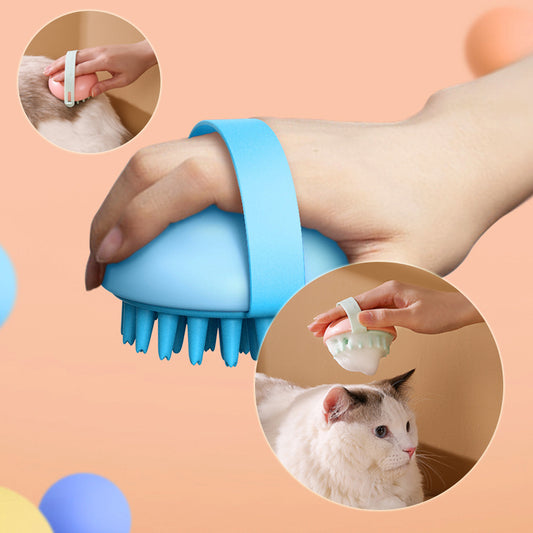 Brosse de bain massante en silicone pour chats et chiens