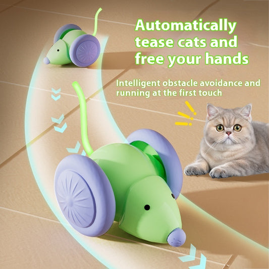 Jouet interactif pour chat - Voiture souris électrique - Jouet automatique avec évitement intelligent d'obstacles - Produits pour animaux de compagnie