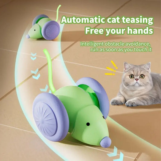 Jouet interactif pour chat - Voiture souris électrique - Jouet automatique avec évitement intelligent d'obstacles - Produits pour animaux de compagnie
